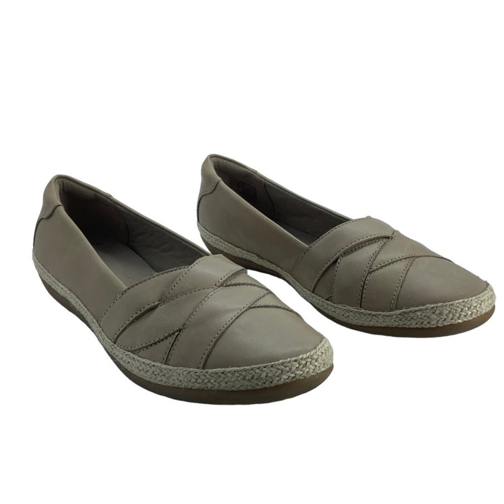 Collection by Clarks Espadrilles Flats Women Size 8 Ultimate Comfort Tan Leather